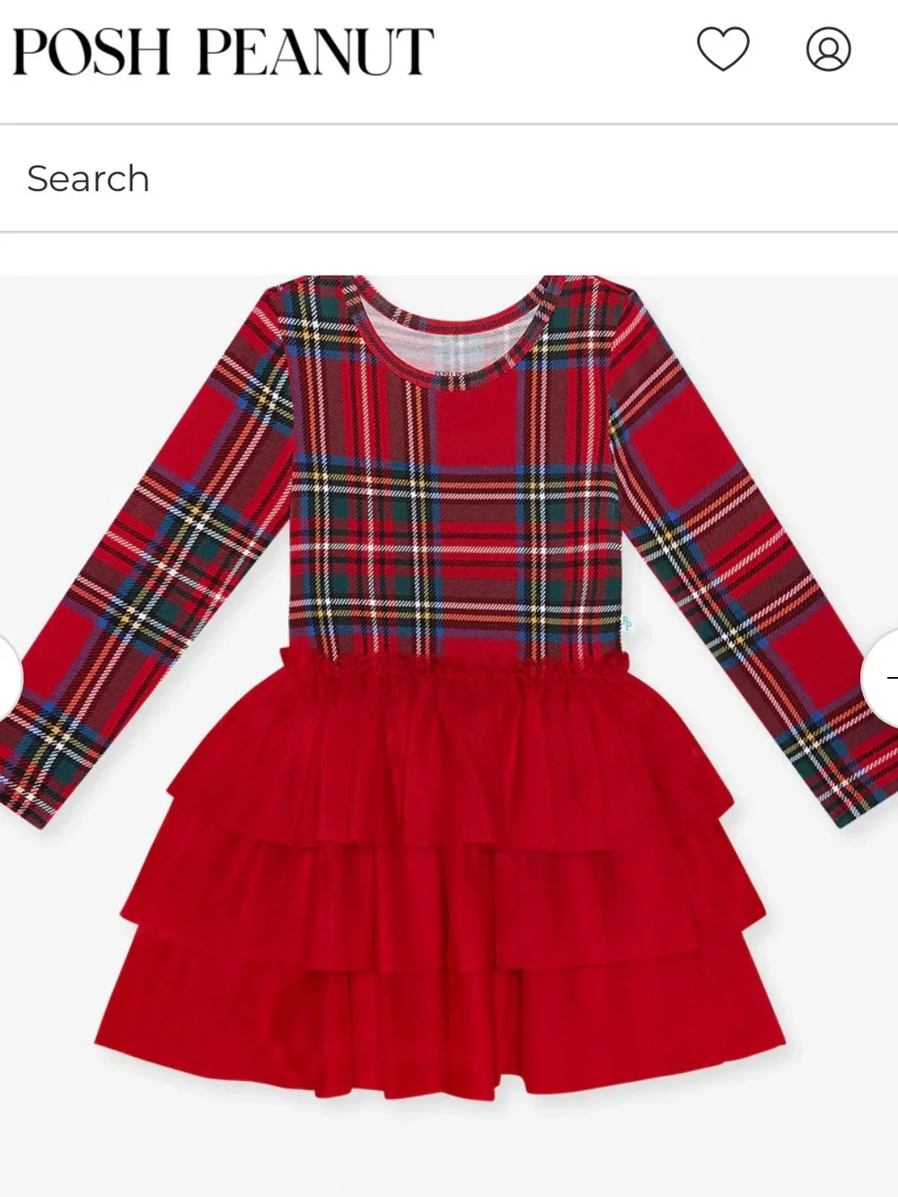 Posh Peanut Red Tartan Plaid Long Sleeve Tulle Dress